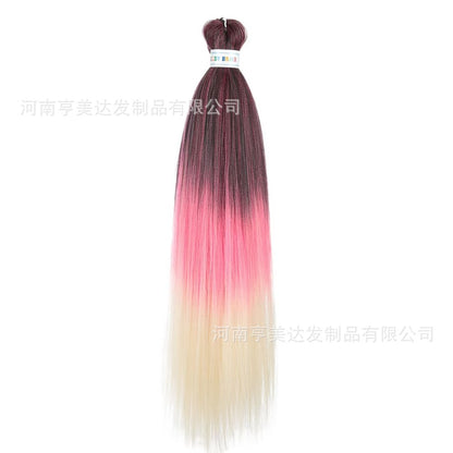 A EZ Color 26inch Women Chemical Fiber Long Straight Hair Large Easy Braided Hair Low Temperature Silk Long Straight Hair Wig - Mixbatch