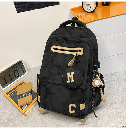 A Korean version ins new high-value solid color alphabet backpack couple casual simple lightweight large-capacity backpack