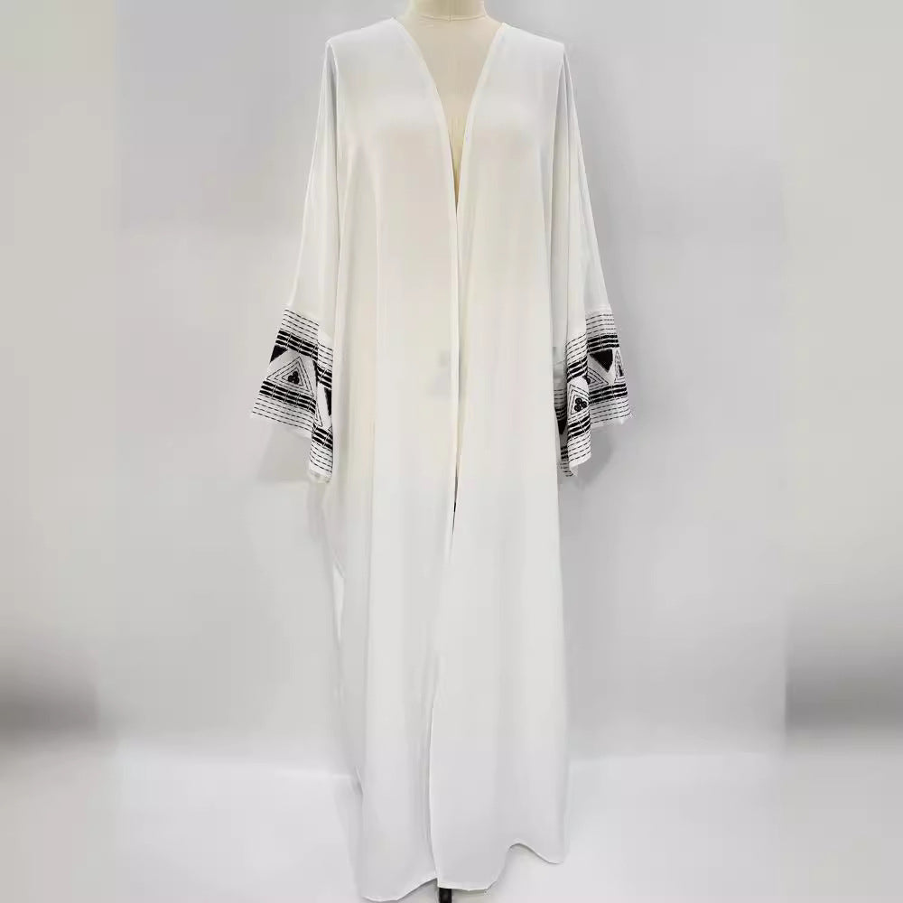 Women's Muslim cardigan embroidered outer drape abaya bat sleeve dress embroidered - Mixbatch