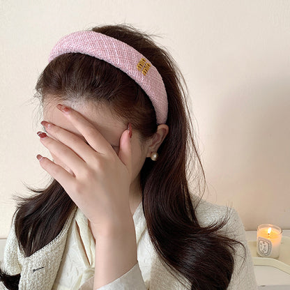 A French small fragrant style high skull top headband women's autumn and winter high-end headdress wide edge headband