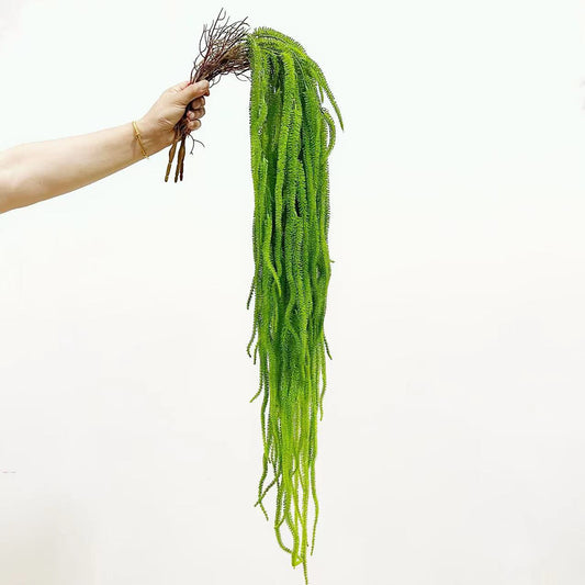 A contains yang, simulated hanging willow whiskers, simulated hanging rice, long branches, rosy lise background flower arrangement, wedding flower material, plant wall hanging