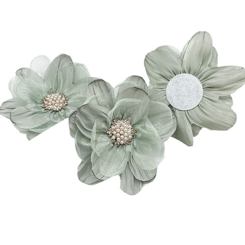 A organza flower accessories multi-layer three-dimensional gauze handmade beads DIY burnt edge flower jewelry shoe flower accessories - Mixbatch