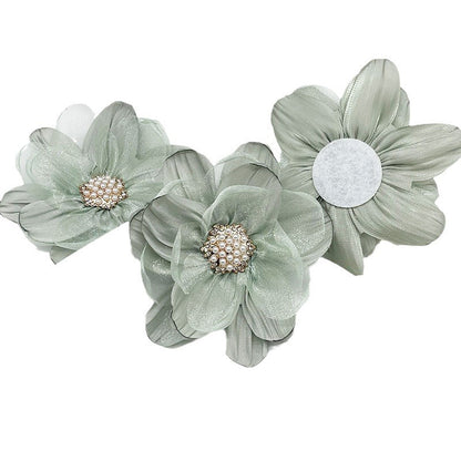A organza flower accessories multi-layer three-dimensional gauze handmade beads DIY burnt edge flower jewelry shoe flower accessories - Mixbatch