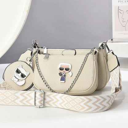A ins lightweight personalized small bag women's messenger exquisite high-end shoulder bag new creative change bag three-piece set - Mixbatch