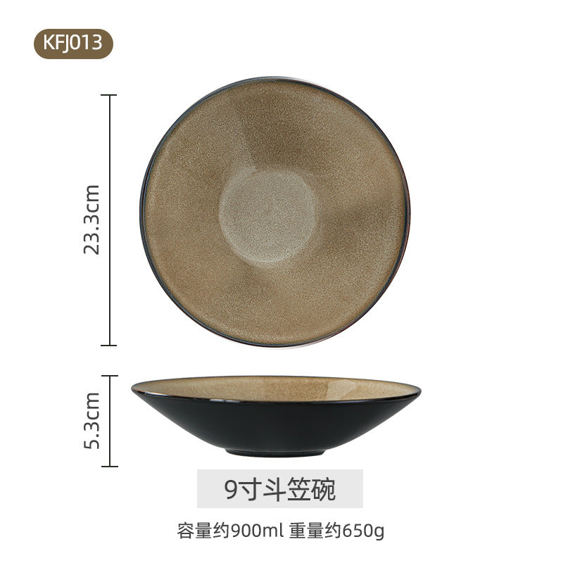 A Japanese-style kiln-changed retro coffee gold creative ceramics simple high-end light luxury cup, bowl, plate and tableware combination set