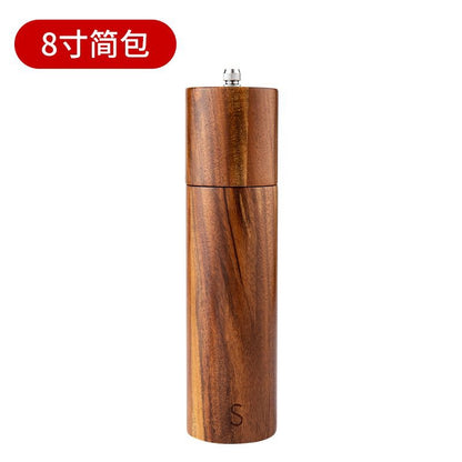 A lobular acacia cylindrical pepper grinder