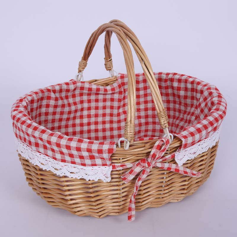 A Portable rattan storage basket Outdoor willow picnic basket Sundries storage ins Wind gift basket Rattan woven basket