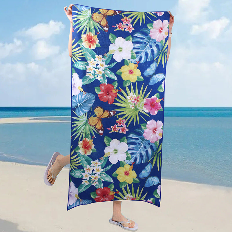 A microfiber double-sided velvet beach towel