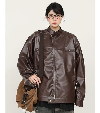 A PU leather jacket jacket