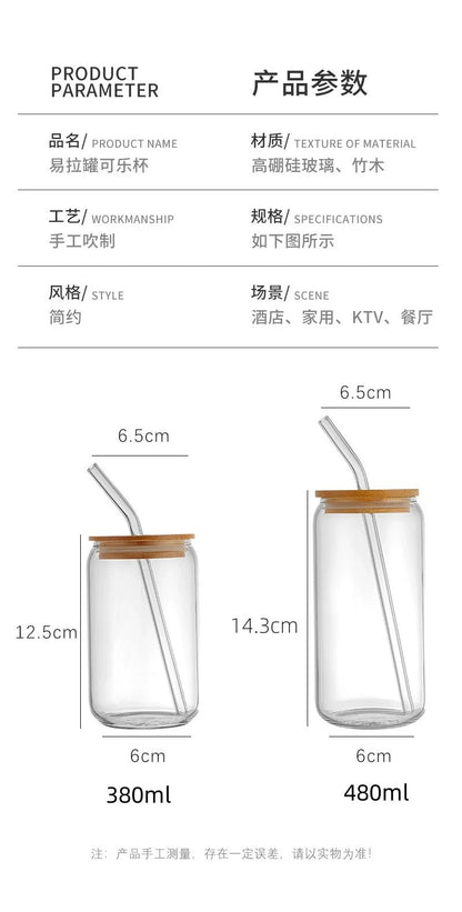 A glass straw water cup simple household ins high value high borosilicate high temperature resistant cola transparent beer cup Internet celebrity