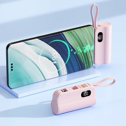 A mini capsule power bank with dual plugs mobile power supply