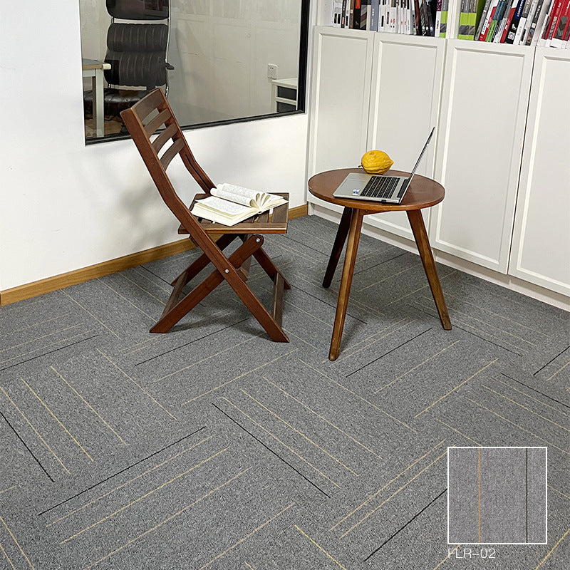 A Office  Building Meeting Room Fire Resistant Dirt Resistant Flame Retardant Environmental Protection Grey Striped Square Splicing B1 Fire Carpet