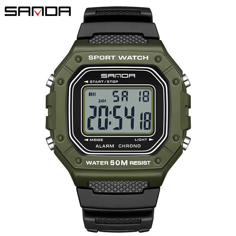 A version of swimming waterproof youth electronic watch simple alarm clock single display small square men and women, student wrist