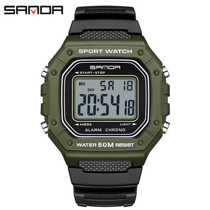 A version of swimming waterproof youth electronic watch simple alarm clock single display small square men and women, student wrist
