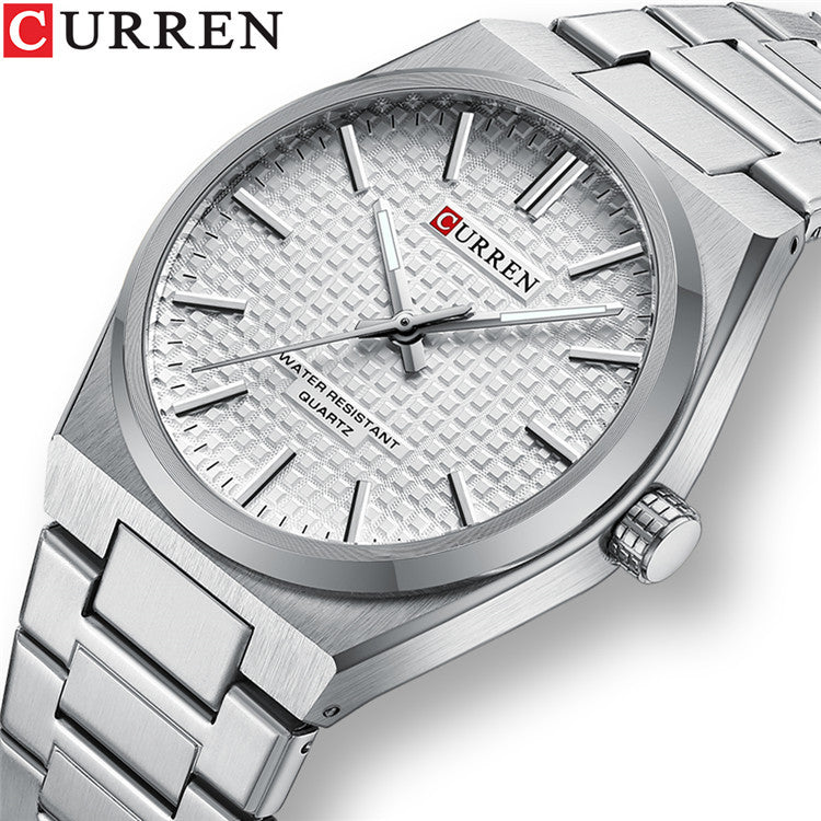 A 8439 Steel Strap Watch Simple Calendar Large Dial Business Watch Waterproof Boys Fashion
