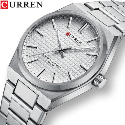 A 8439 Steel Strap Watch Simple Calendar Large Dial Business Watch Waterproof Boys Fashion