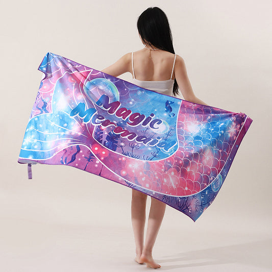 A microfiber double-sided velvet beach towel