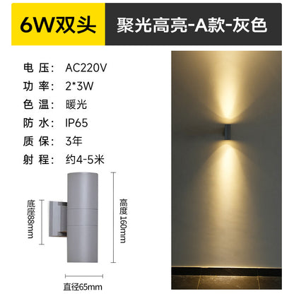 A led double-headed wall lamp villa outdoor column up and down luminous decoration lighting exterior wall waterproof wall-mounted spotlight