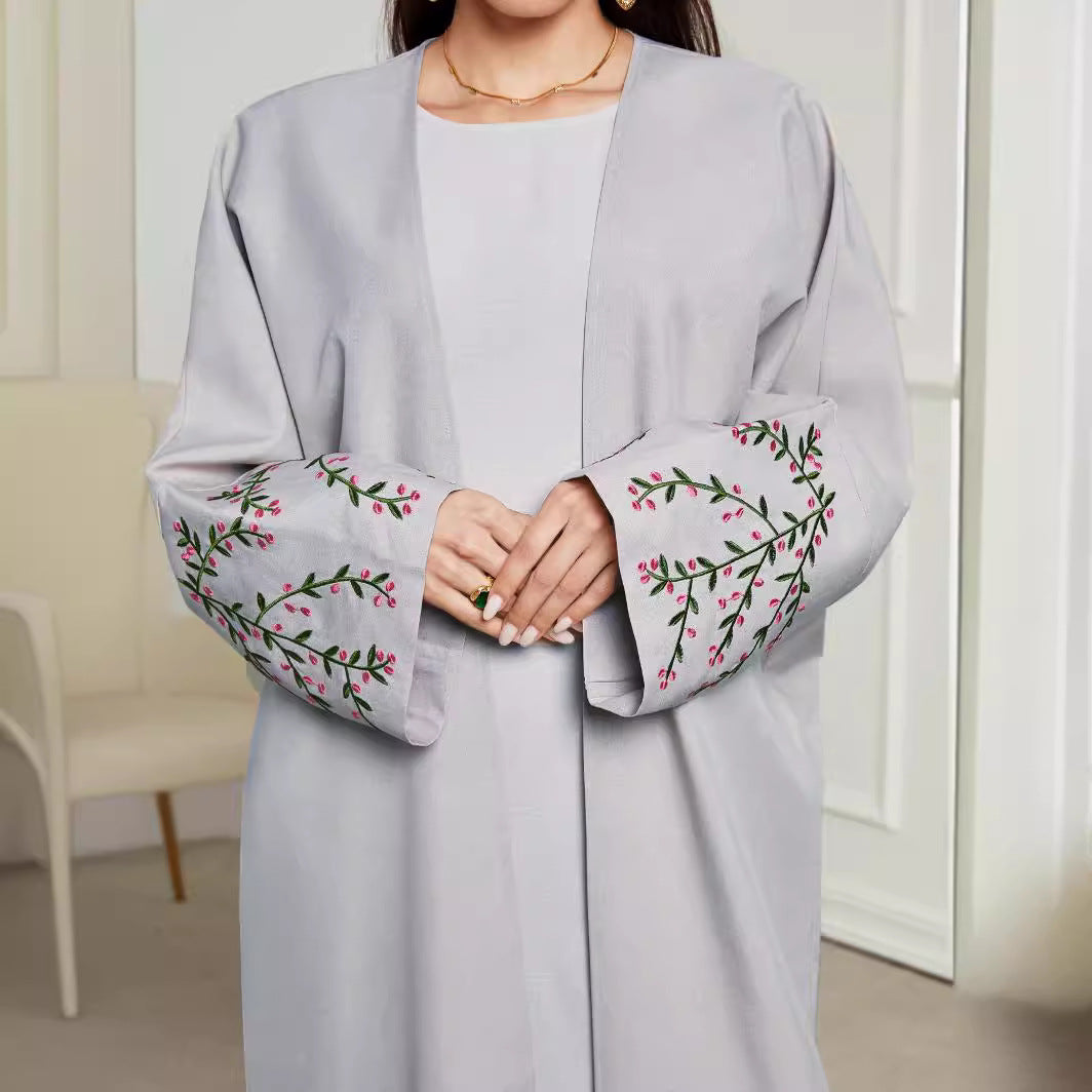 New Muslim Embroidered Middle Eastern Clothing Fashion Elegant Cardigan Embroidered Dress Robe Spot - Mixbatch
