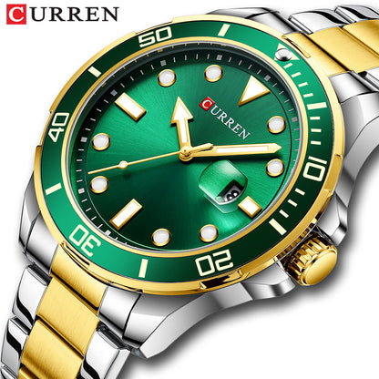 A Curren/Carrion 8388 Men's Watch, Waterproof Quartz Steel Strap Watch, Calendar Quartz watches