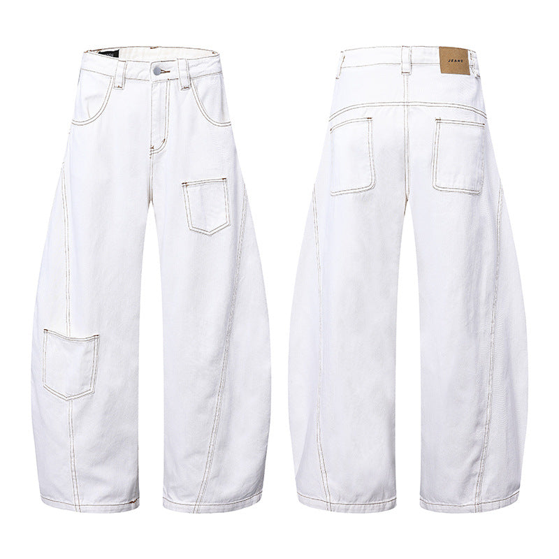 A wide leg jeans straight loose