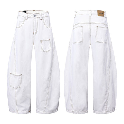 A wide leg jeans straight loose