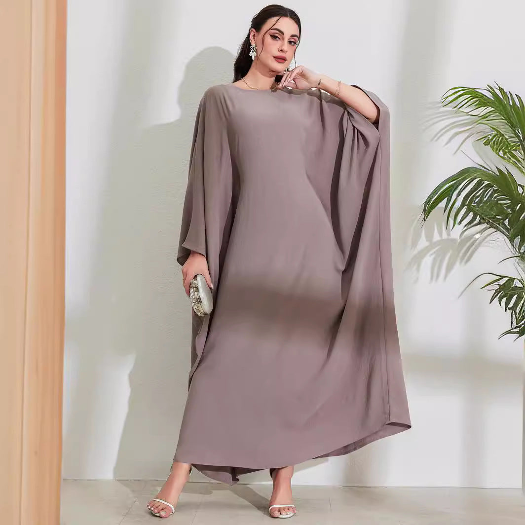 Cross-border new Muslim robe, Middle Eastern Arabic dress, straps, bat sleeves, crew neck, fashionable and elegant dress - Mixbatch