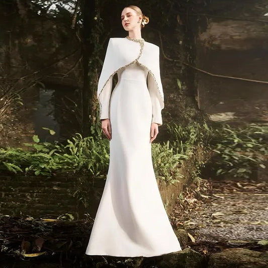 A Heavy Industry Bead Diamond Shawl Sleeve and Floor Long