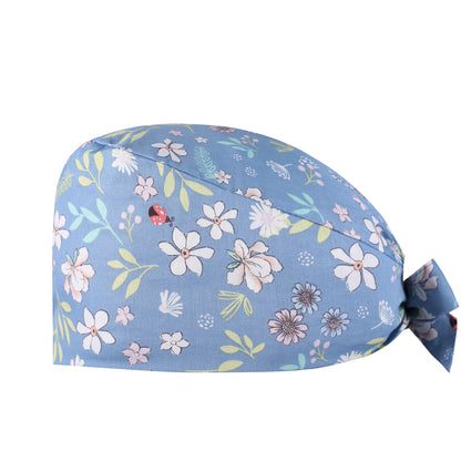 A Surgical cap Printed cap Pure cotton female nurse Baotou Fluffy cap Adjustable Baotou cap Female confinement