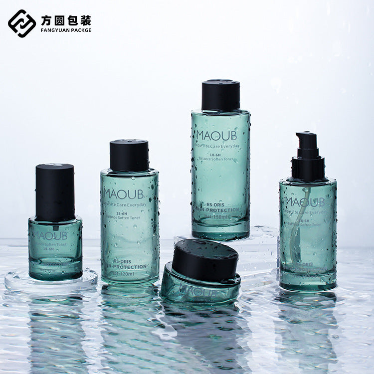 A spot green spot printable spray bottle thick bottom glass cosmetic bottle cream pressure pump lotion bottle - Mixbatch