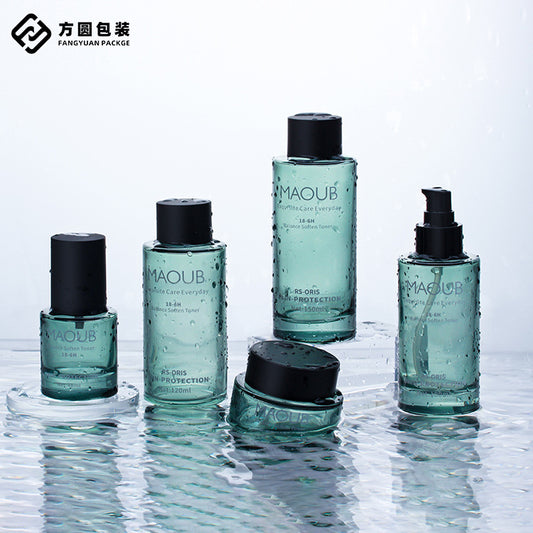 A spot green spot printable spray bottle thick bottom glass cosmetic bottle cream pressure pump lotion bottle - Mixbatch