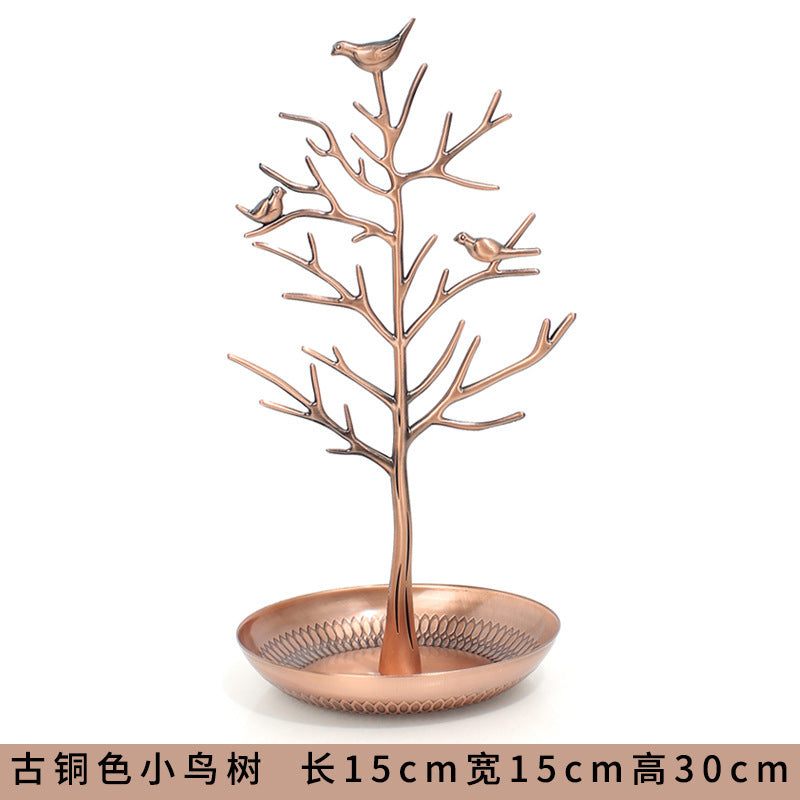 رف عرض مجوهرات على شكل شجرة طائر، رف عرض مجوهرات من سبيكة معدنية، رف مجوهرات من شجرة السنط، زينة بالجملة 