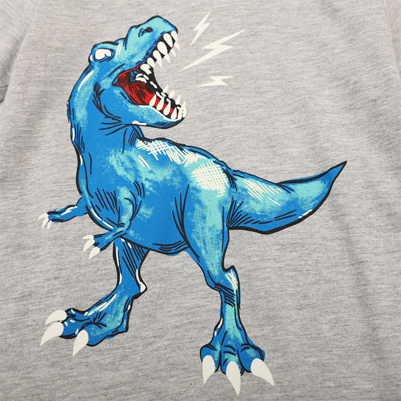 A Summer boys luminous printing dinosaur pattern children's short-sleeved T-shirt - Mixbatch