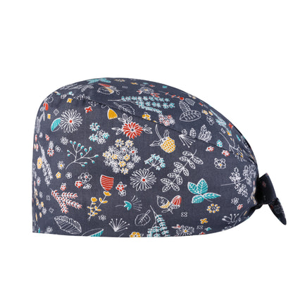 A Surgical cap Printed cap Pure cotton female nurse Baotou Fluffy cap Adjustable Baotou cap Female confinement