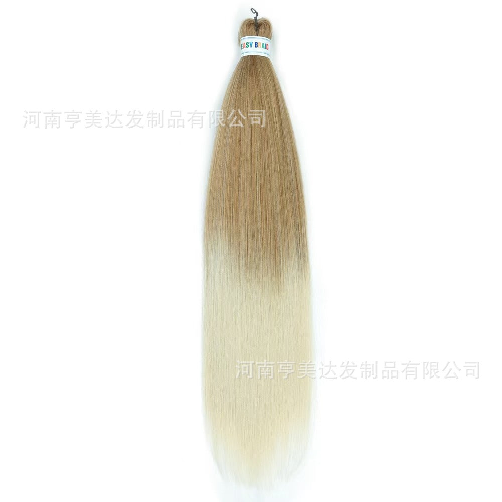 A EZ Color 26inch Women Chemical Fiber Long Straight Hair Large Easy Braided Hair Low Temperature Silk Long Straight Hair Wig - Mixbatch