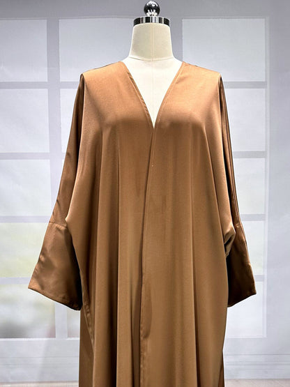 New Middle Eastern Muslim Fashion Elegant Cardigan Satin Dress Robe - Mixbatch