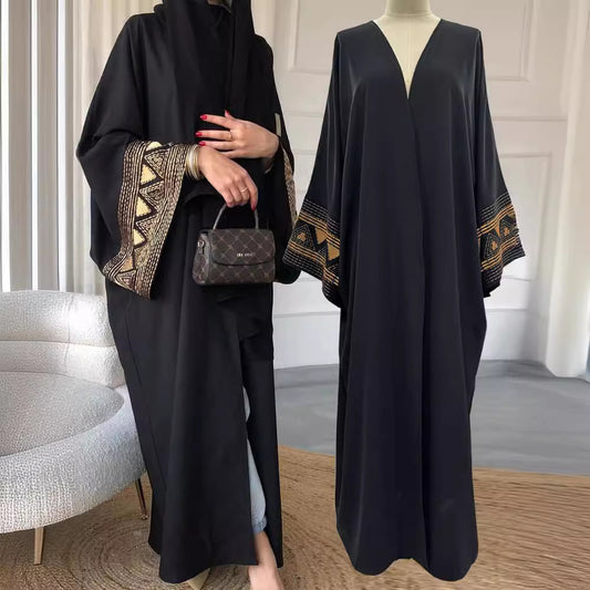 Women's Muslim cardigan embroidered outer drape abaya bat sleeve dress embroidered - Mixbatch