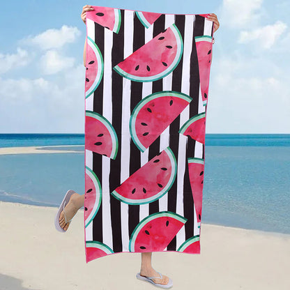 A microfiber double-sided velvet beach towel