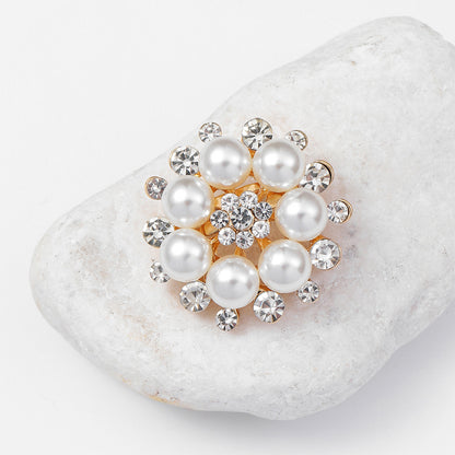 A Cross-border hot-selling Korean version of pearl brooch, high-end diamond-encrusted flower pin, anti-light brooch clothing accessories - Mixbatch