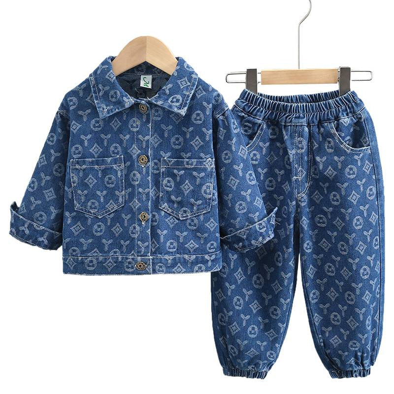 A children's suit denim two-piece set