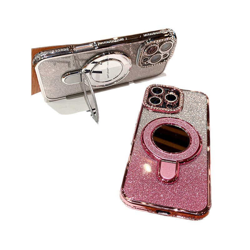 A Rhinestone mobile phone case magnetic suction bracket