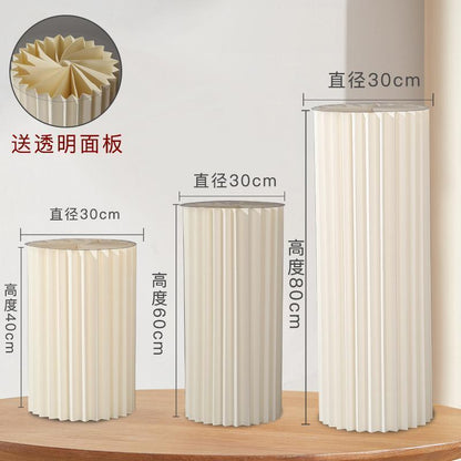 A Dessert Table Display Stand Wedding Folding Cylinder Paper Roman Column Folding Ornament Shopping Mall Window Birthday Party Arrangement