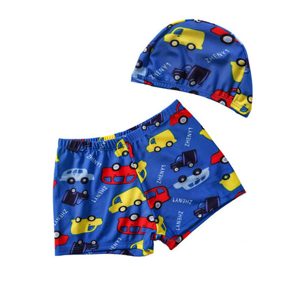 A swimming trunks swimming cap two-piece set boys split swimsuit set