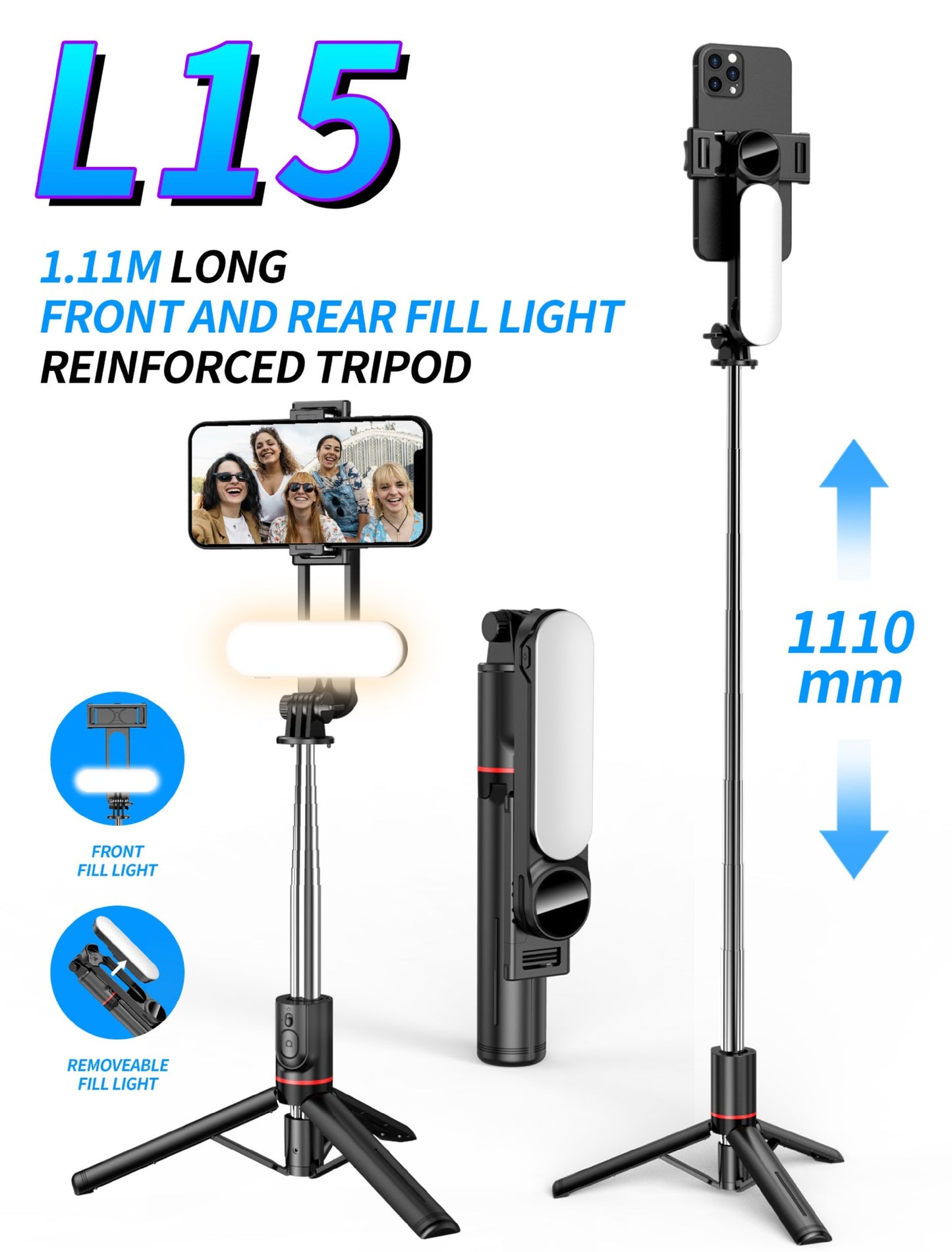 A L16 selfie stick tripod mobile phone camera integrated bracket anti-shake 360 degree rotation selfie multi-function landing