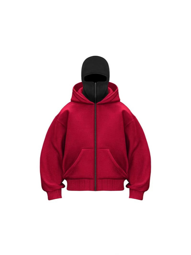 A double hat sweater jacket