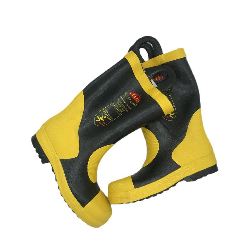 A 02 steel head steel plate rain shoes water shoes fire protection boots fire drill inspection anti smashing puncture wear