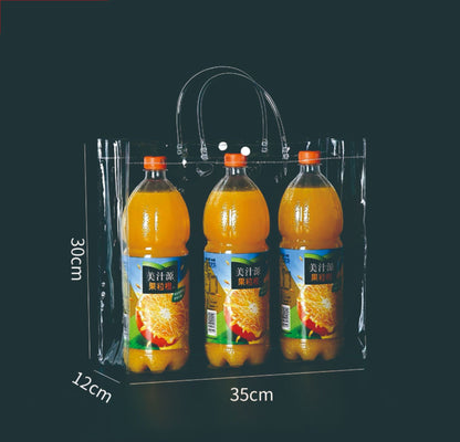A Spot plastic pvc tote bag, transparent gift packaging bag, milk tea with hand gift, hi candy, portable pvc packaging bag