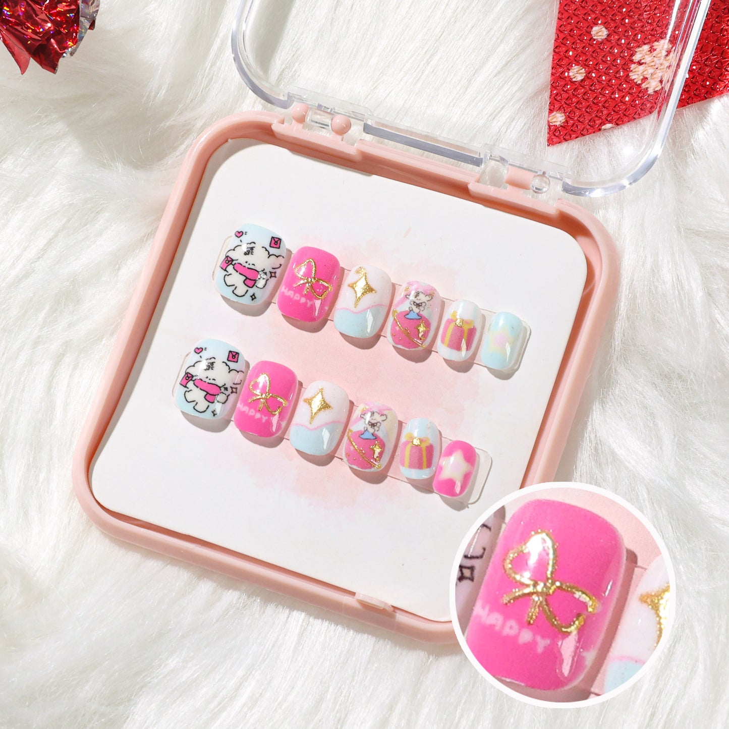 A new three-dimensional gilt cat's eye wearing armor, handmade nail piece nail piece finished nail piece cute cartoon nail sticker - Mixbatch
