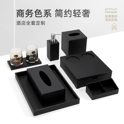 Acrylic hotel toiletries storage box bathroom sink disposable toothbrush storage box tray tissue box