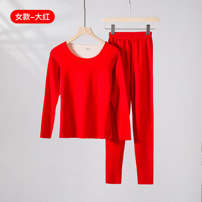 A autumn and winter silk wool thermal underwear female couple German velvet heating thickened primer long johns set wholesale - Mixbatch